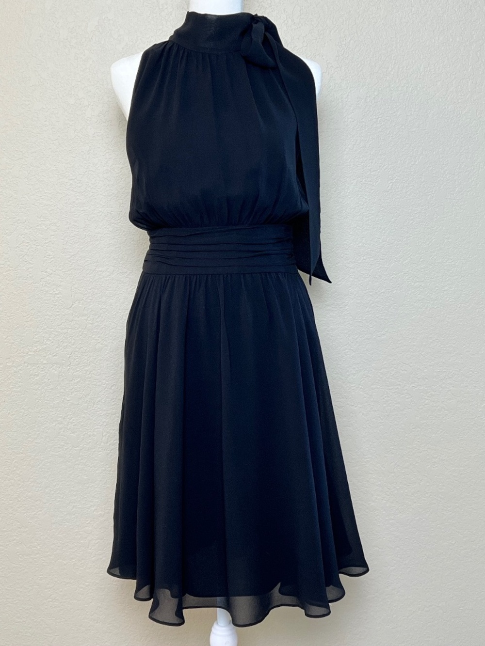 Banana Republic Silk Chiffon Halter Dress with Bow Collar